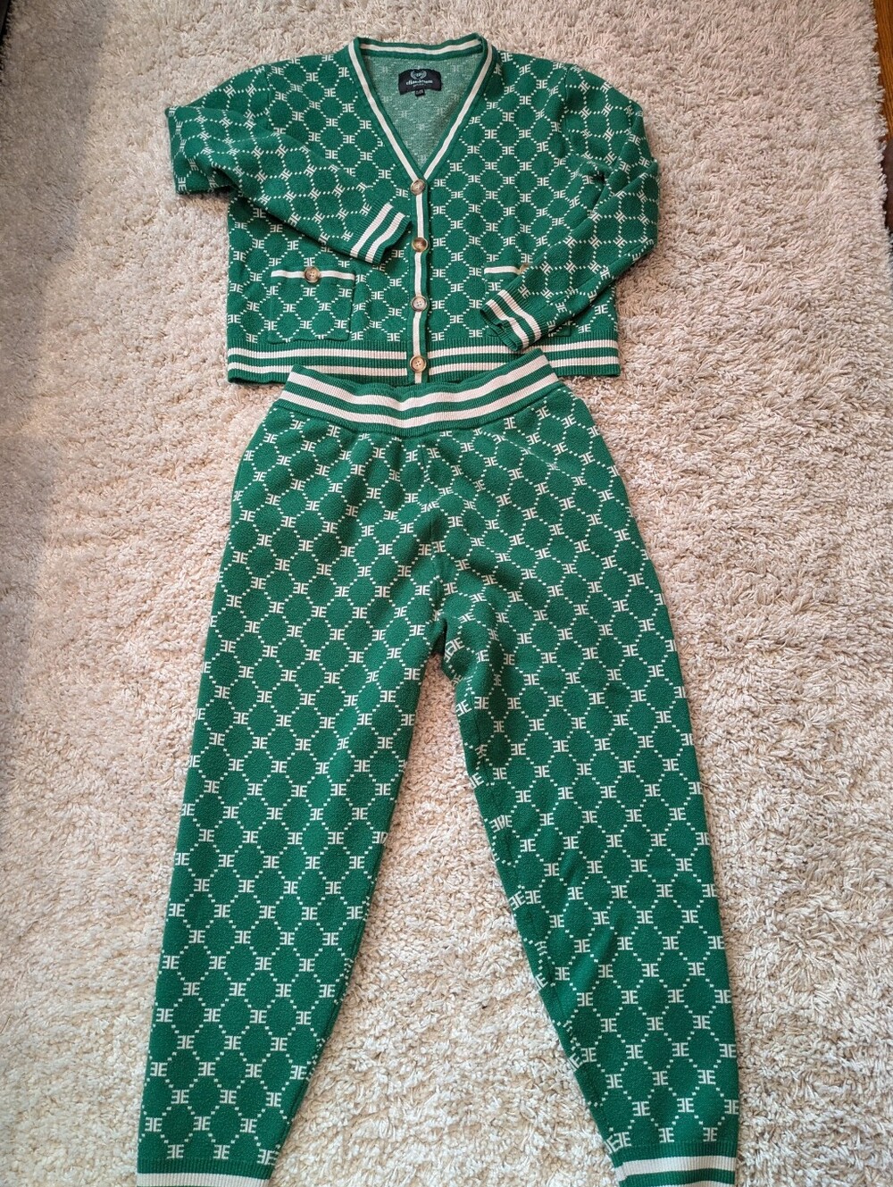 EllandEmm Monogram Green Cardigan and Joggers